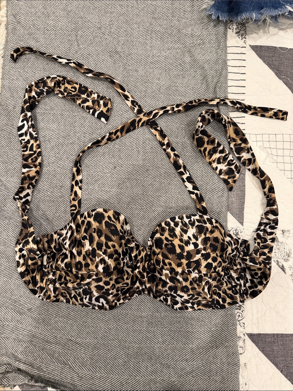 Leopard Print Underwire Bikini Top - Women Swim